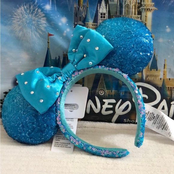 Disney Parks Minnie Mouse Aqua Sequin‎ Ears - Picture 4 of 6